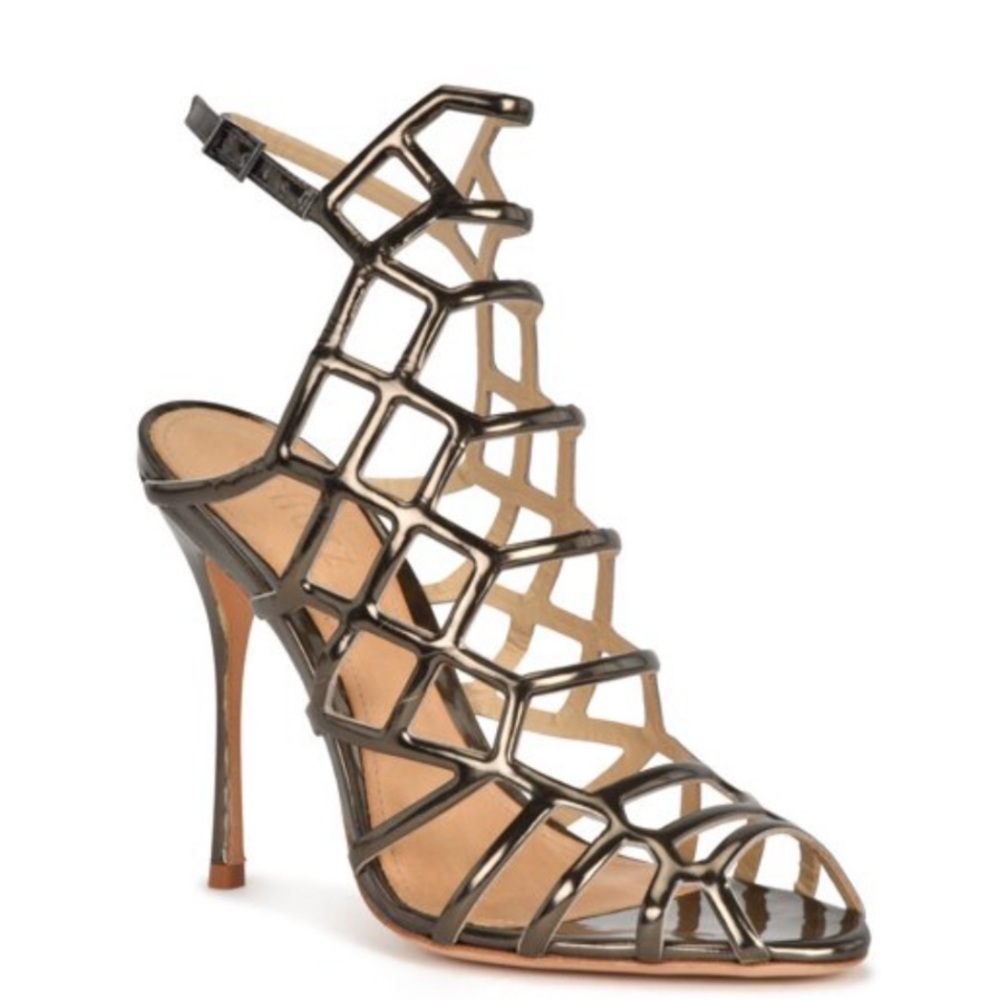 SCHUTZ Juliana caged gold heels